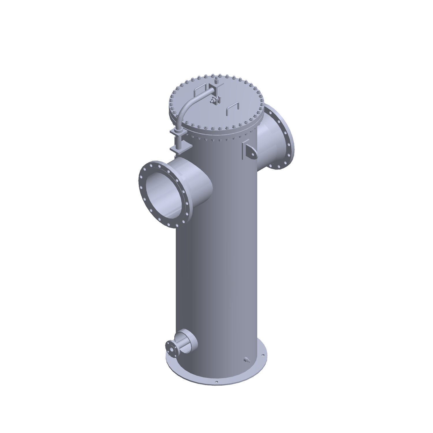 Industrial Basket Filter Vessel with Flanged Inlet and Outlet Connections for Process Filtration